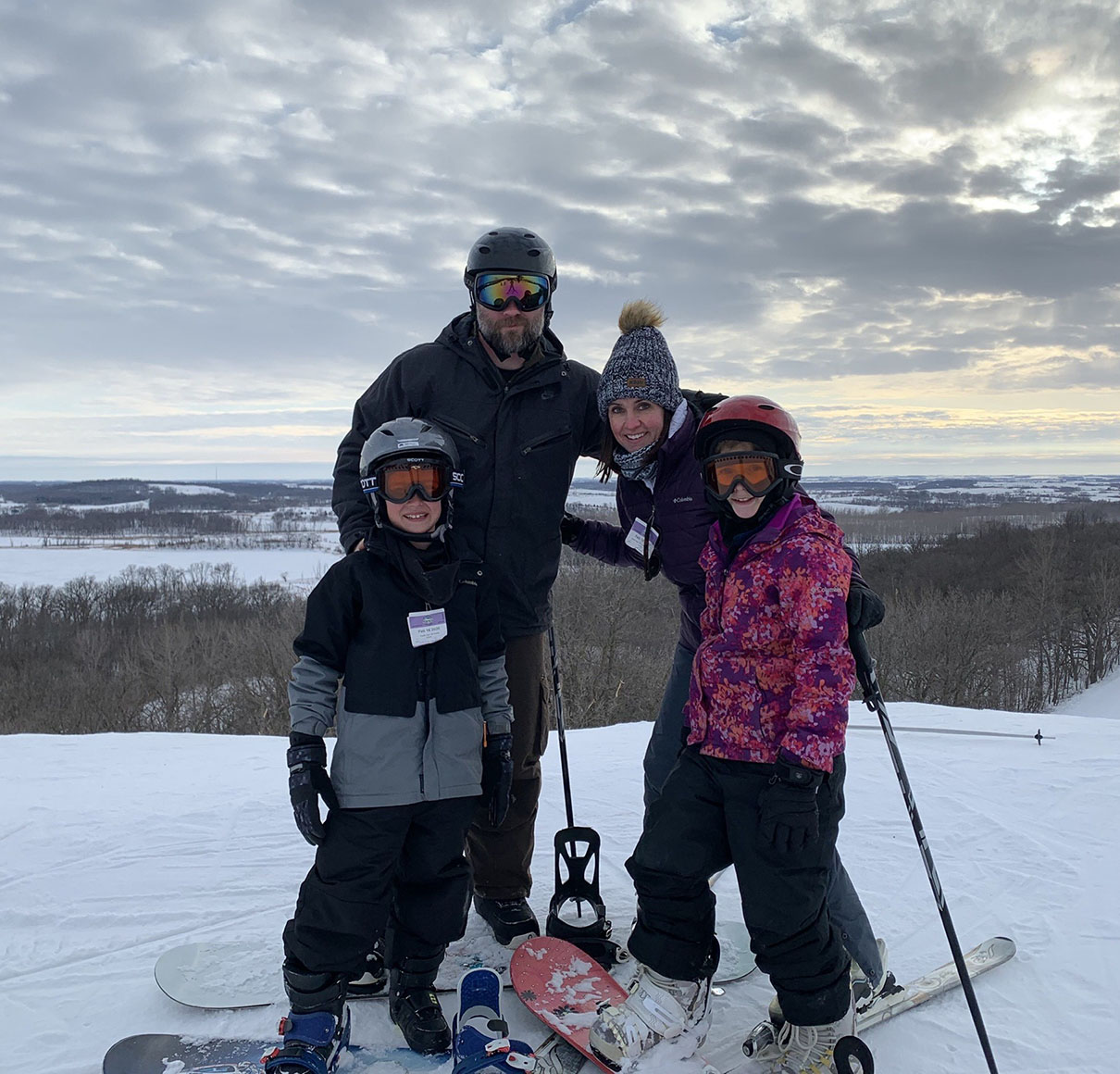 Heidi and her family skiing
